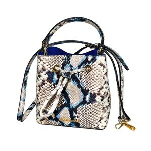 michael kors purse suri python embossed leather bucket crossbody hand bag blue